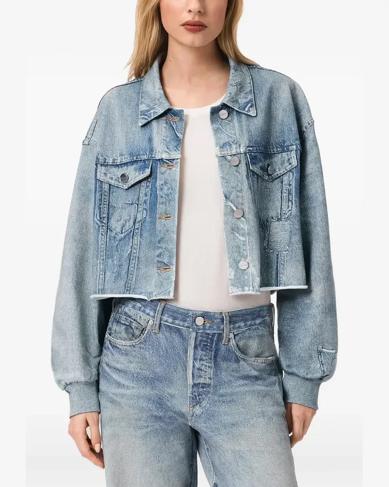 AllSaints x Anders Terry Illusion Cropped-Jacke mit Knöpfen - Blau Blau