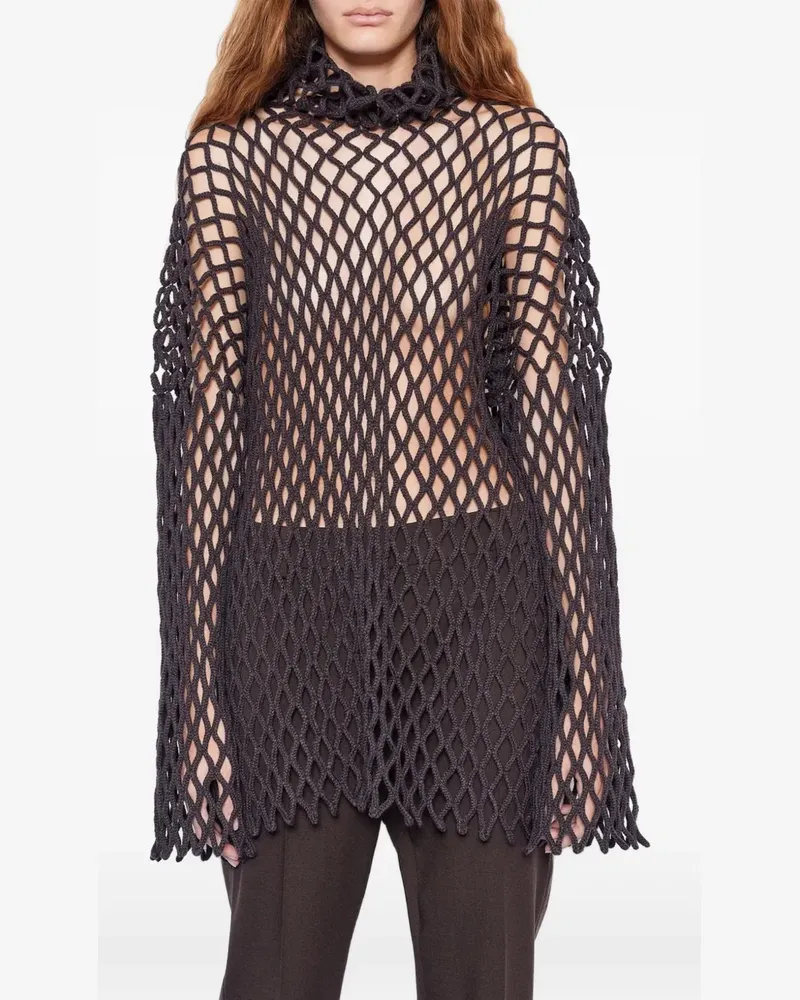 Max Mara fishnet-knit high-neck sweater - Grau Grau