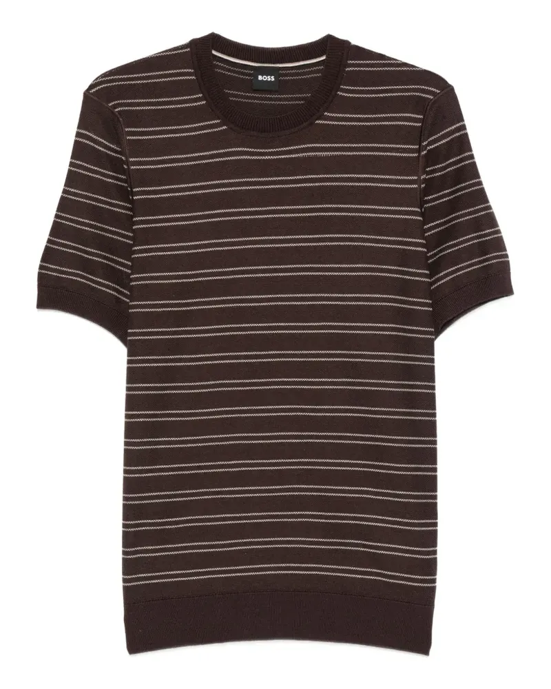 HUGO BOSS horizontal-stripe short-sleeved sweater - Braun Braun