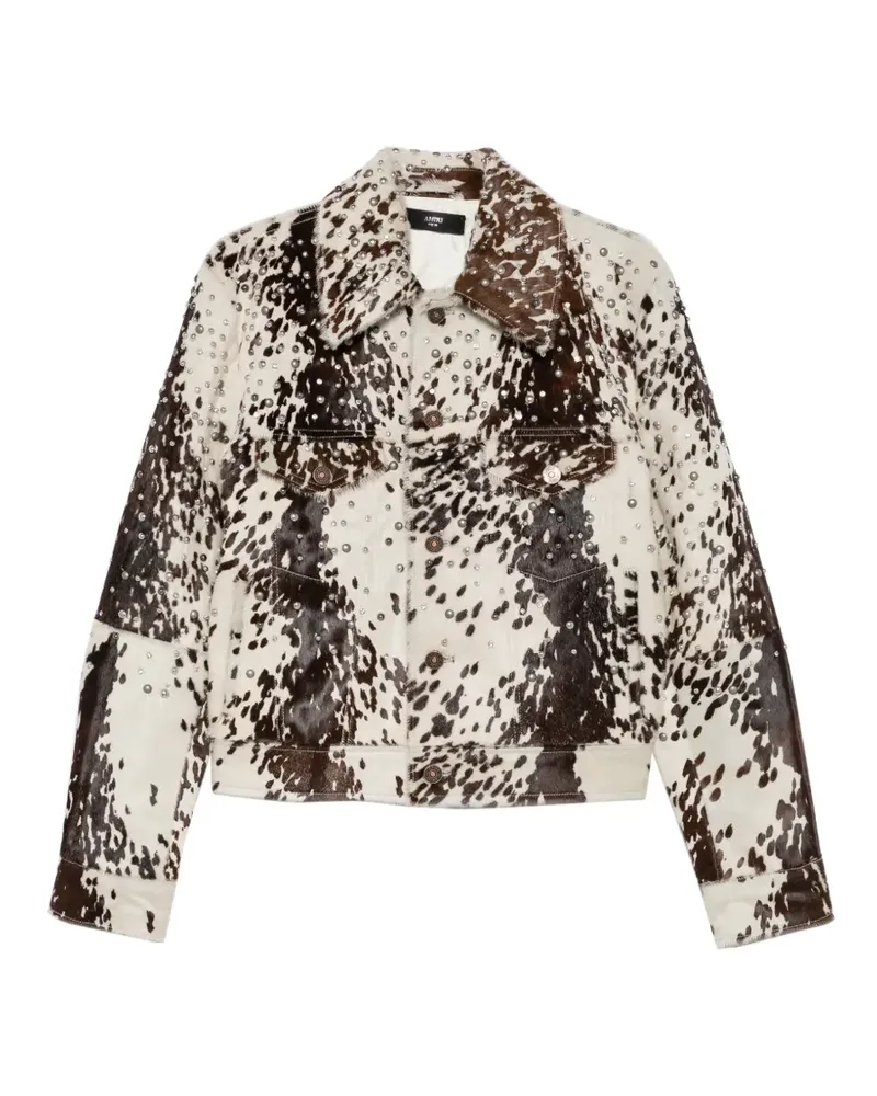 Amiri stud-embellished cow-print jacket - Weiß Weiß