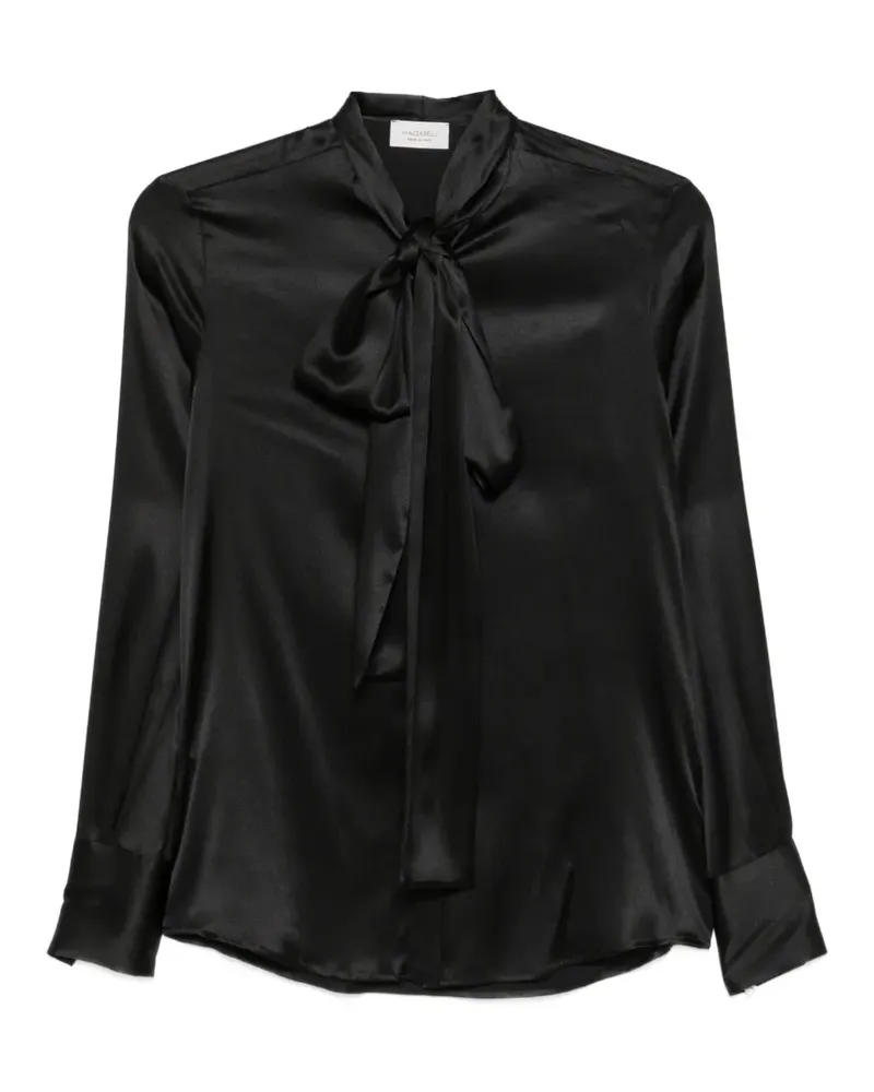 MAZZARELLI Bluse aus Seidensatin mit Schleife - Schwarz Schwarz