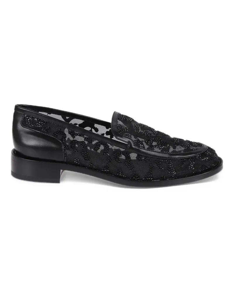 René Caovilla crystal-embellished lace-mesh loafers - Schwarz Schwarz