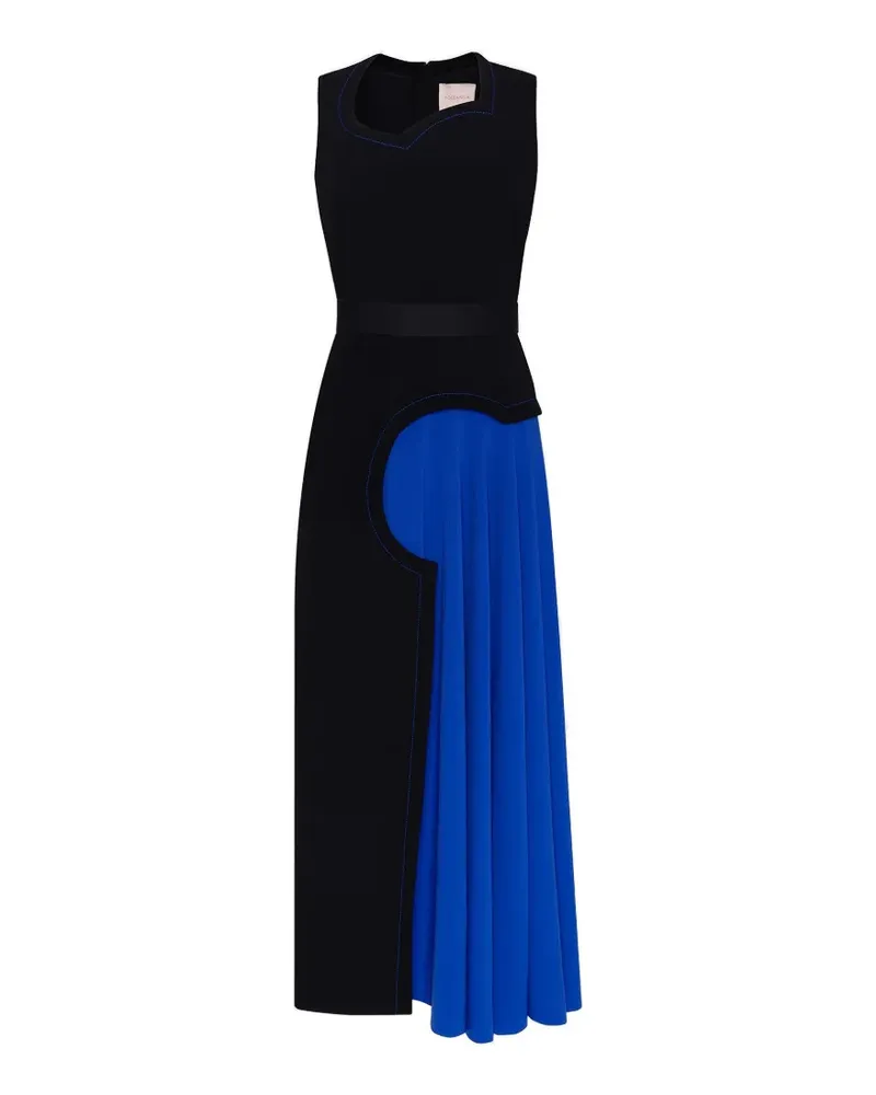 Roksanda Ilincic Saro pleated-panel asymmetric-neck flared midi dress - Schwarz Schwarz