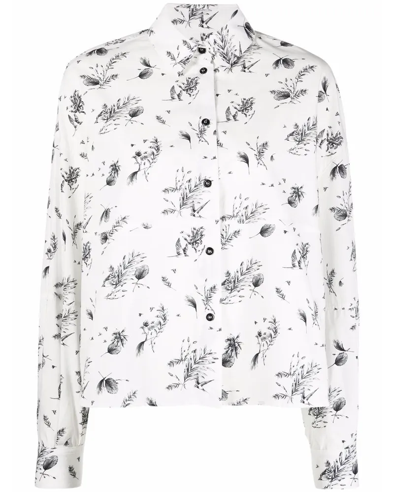 Woolrich Seidenhemd mit Zeichnungs-Print - Weiß Weiß