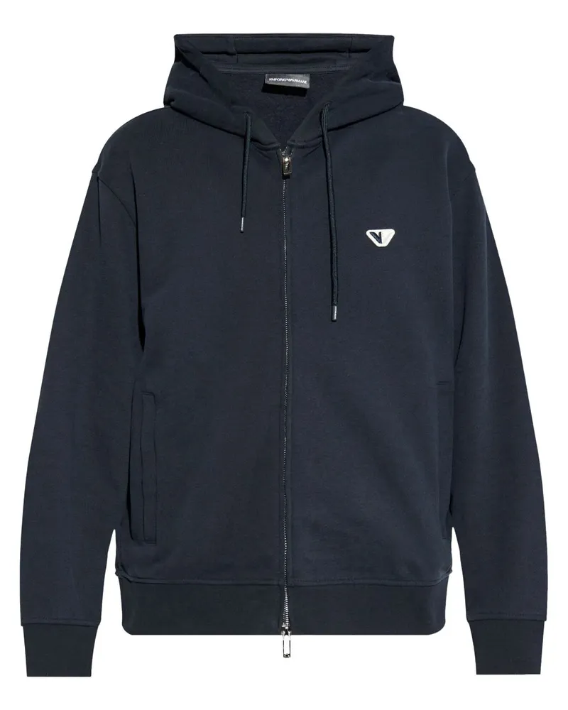 Emporio Armani Kapuzenjacke mit Logo-Stickerei - Blau Blau