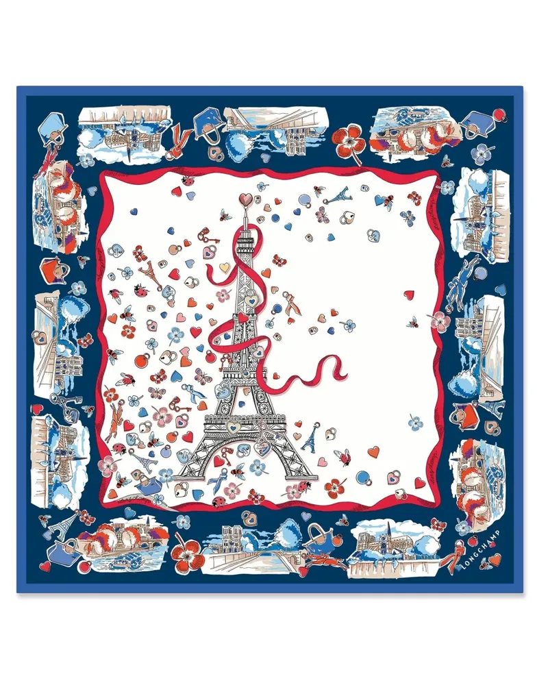 Longchamp Seidenschal mit Equestrian Tower-Print - Weiß Weiß