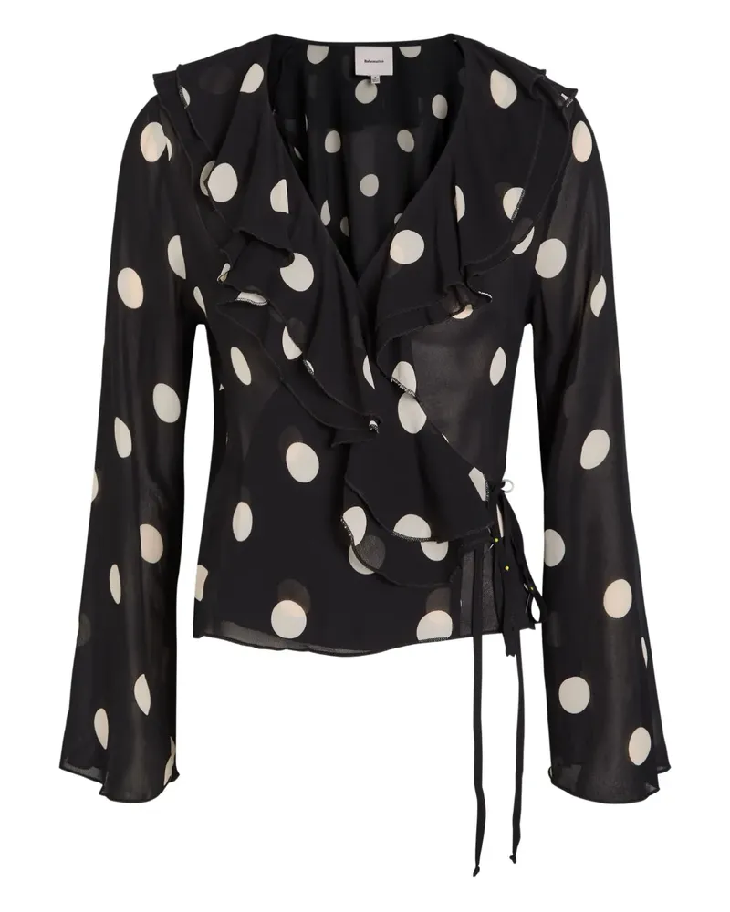Reformation Kilah ruffled polka-dot top - Schwarz Schwarz