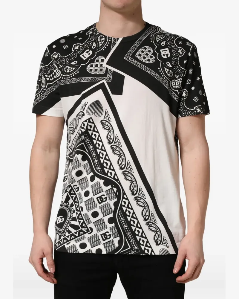 Dolce & Gabbana T-Shirt mit Bandana-Print - Schwarz Schwarz