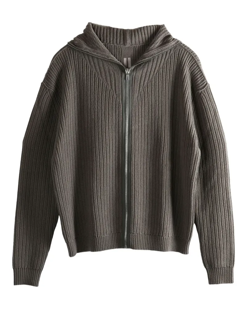 Rick Owens ribbed zip-up hoodie - Grau Grau