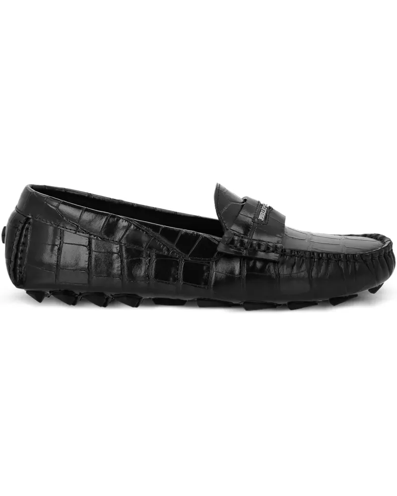 Philipp Plein Loafer mit Kroko-Prägung - Schwarz Schwarz