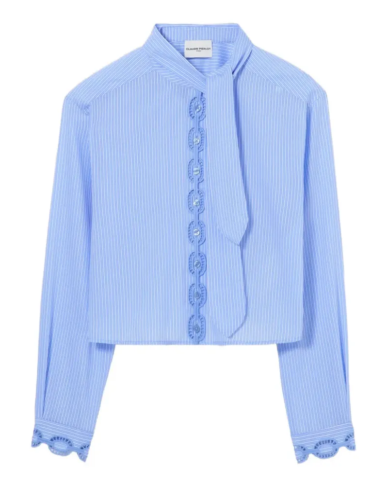 Claudie Pierlot Gestreiftes Hemd aus Popeline - Blau Blau