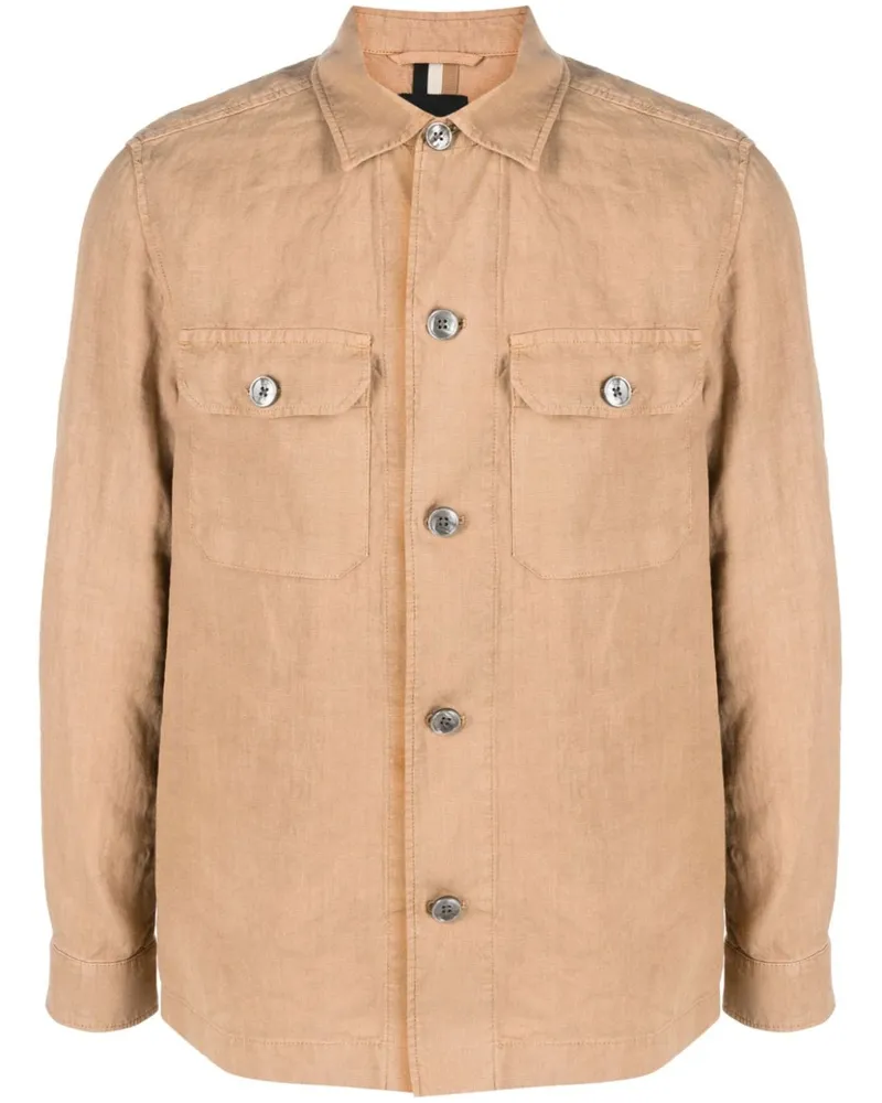 HUGO BOSS Hemdjacke aus Leinen - Nude Nude