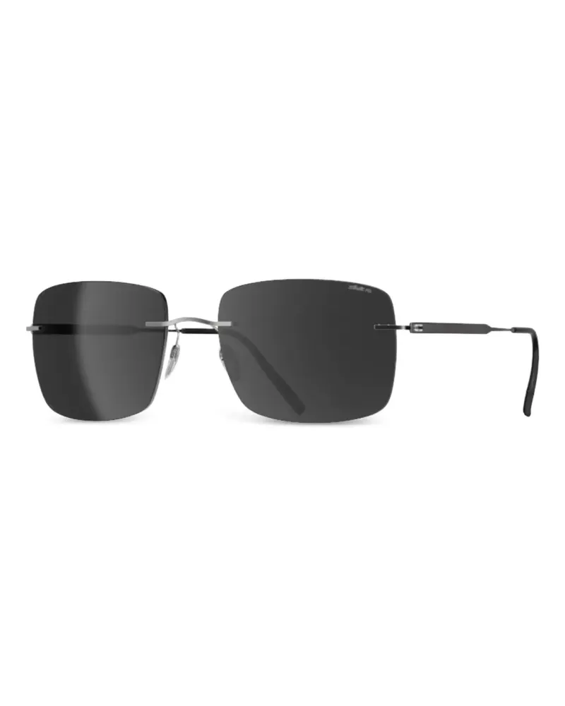 Silhouette rimless rectangle-frame sunglasses - Silber Silber
