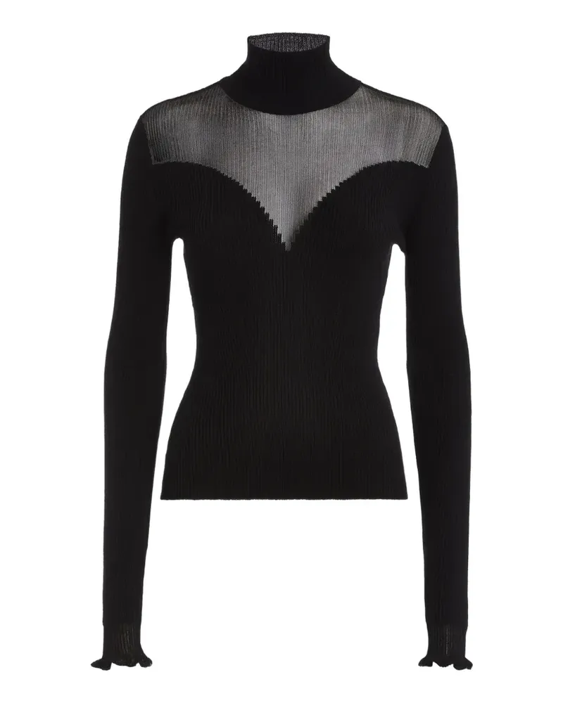 Genny sheer-panel ribbed sweater - Schwarz Schwarz
