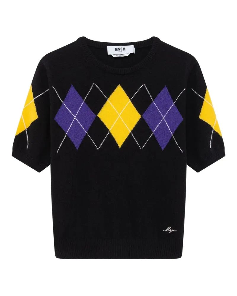 MSGM Kurzärmeliger Pullover - Schwarz Schwarz