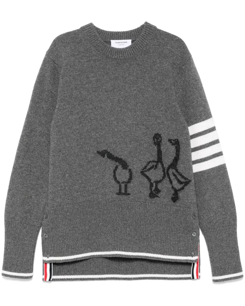 Thom Browne Pullover mit Gänse-Intarsie - Grau Grau