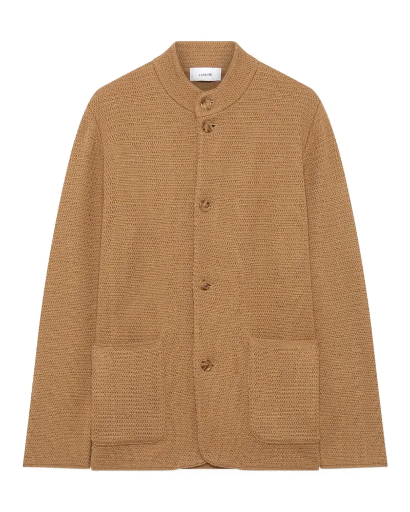 LARDINI Mandarin-collar basket-stitch cardigan - Nude Nude