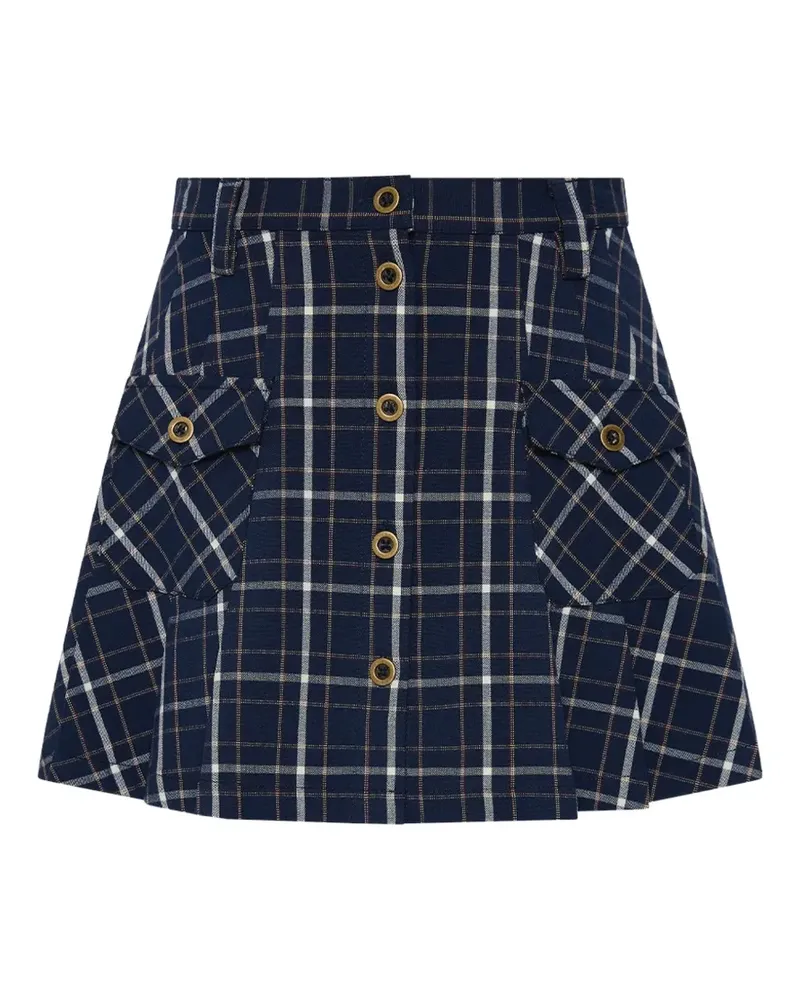 The Upside Geknöpfter Valencia Jones Minirock mit Falten - Blau Blau