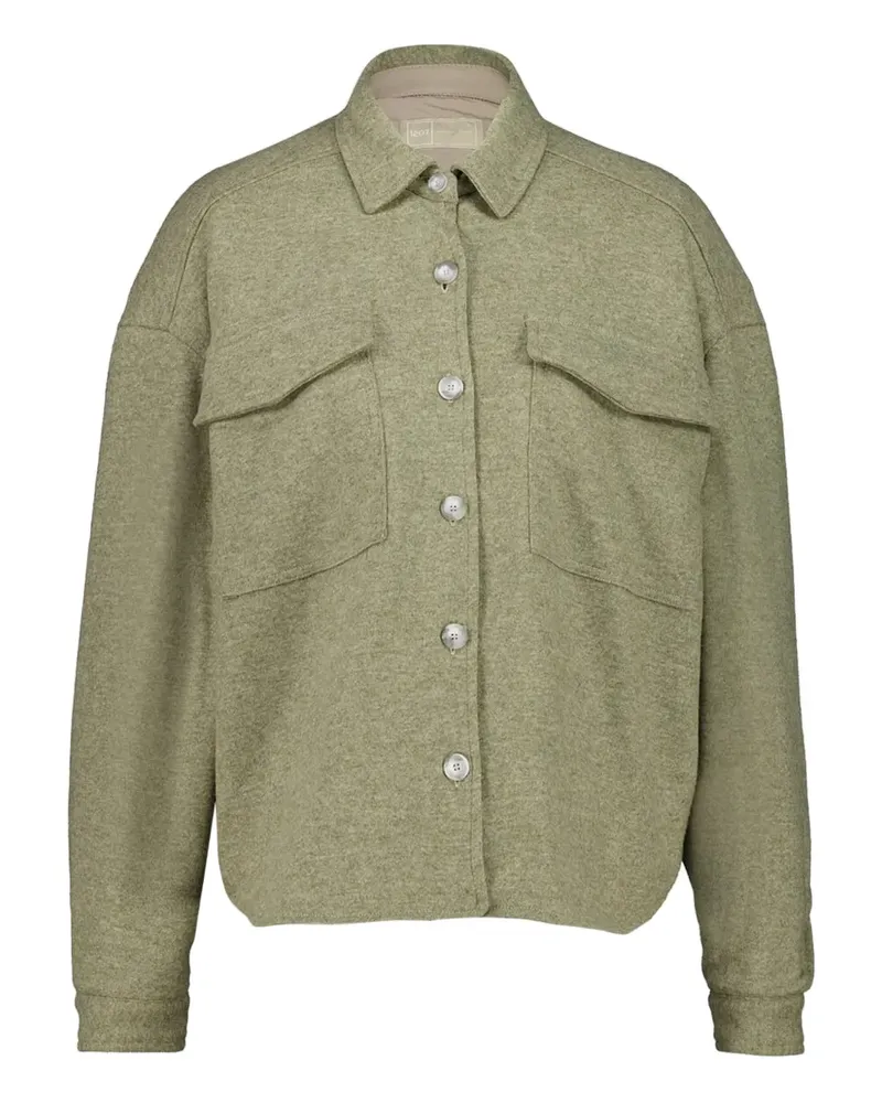 120% Lino Jacke mit geknöpften Taschen - Grün Grün