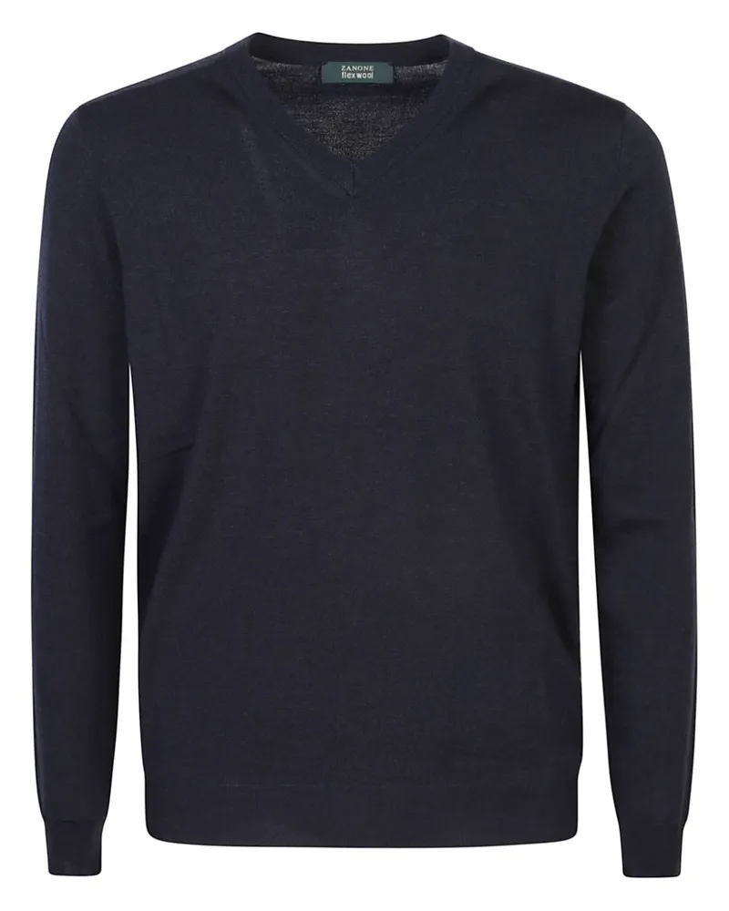 Zanone Sweatshirt mit V-Ausschnitt - Blau Blau