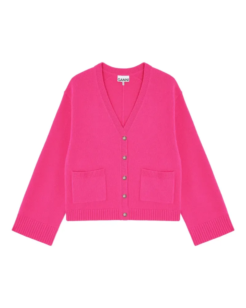 Ganni Cardigan mit Taschen - Rosa Rosa