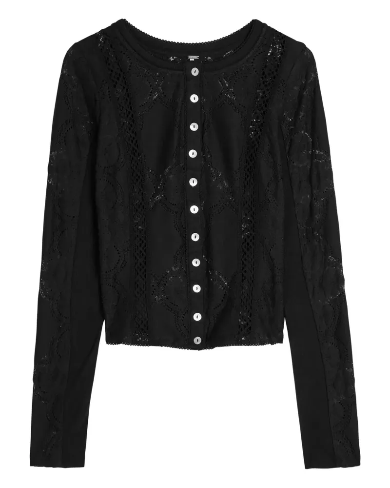 Free People Jae lace button top - Schwarz Schwarz