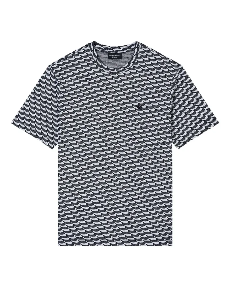 Emporio Armani T-Shirt mit Wellenmuster - Schwarz Schwarz
