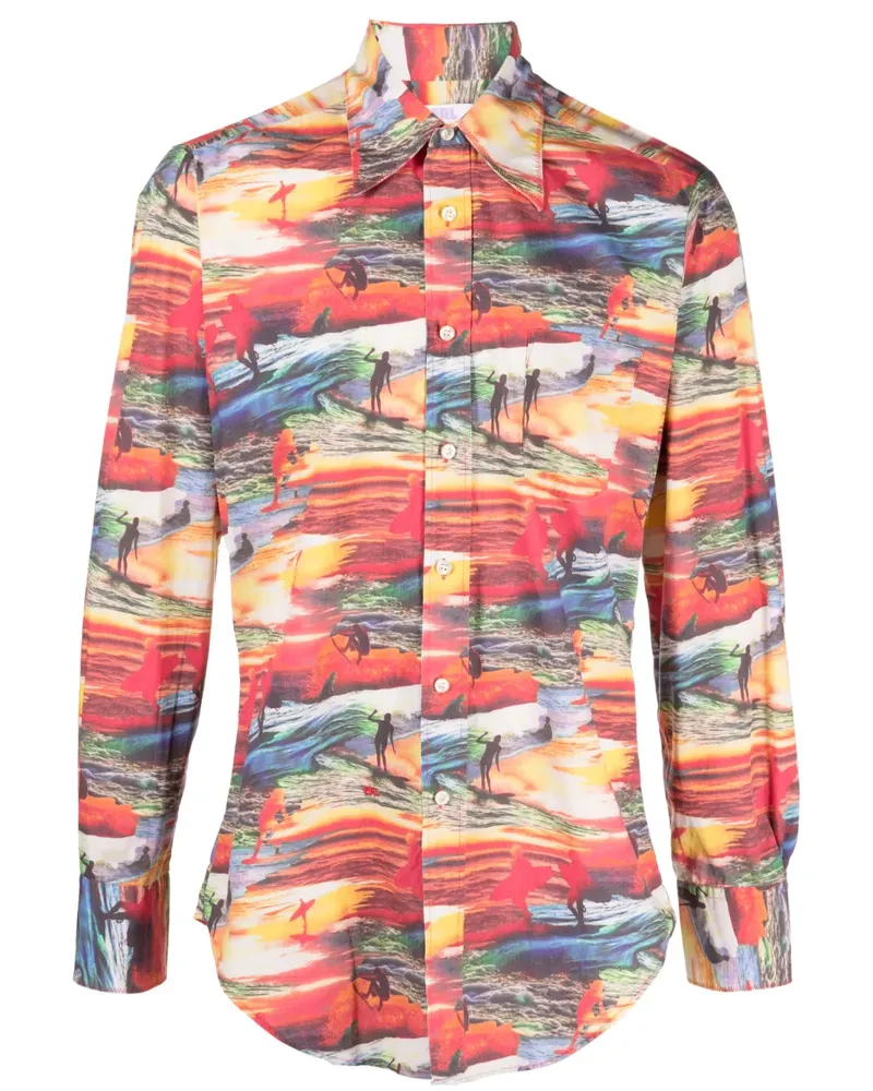 ERL Hemd mit Sunset-Print - Rot Rot