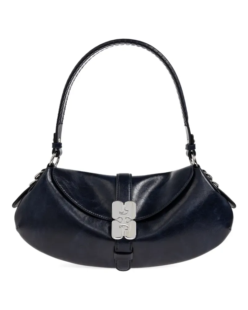 Ganni logo-buckle tote bag - Blau Blau