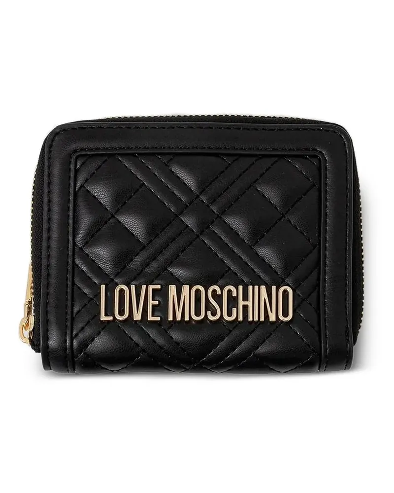 Moschino Gestepptes Portemonnaie mit Reißverschluss - Schwarz Schwarz