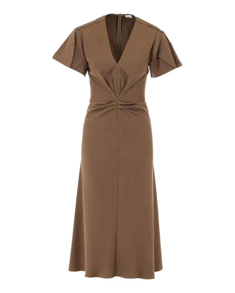 Rue du Bac twisted-waist ruffled-sleeve midi dress - Braun Braun