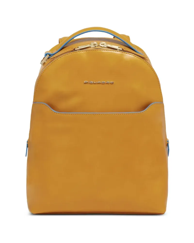 Piquadro small Blue Square leather backpack - Gelb Gelb