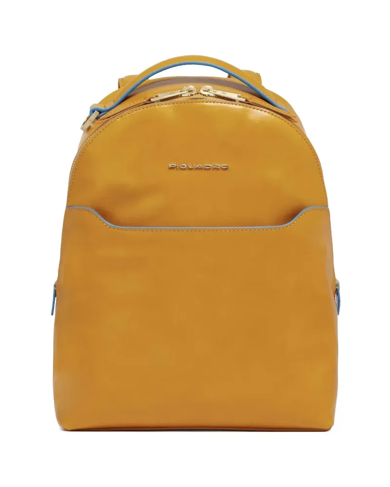 Piquadro small Blue Square leather backpack - Gelb Gelb