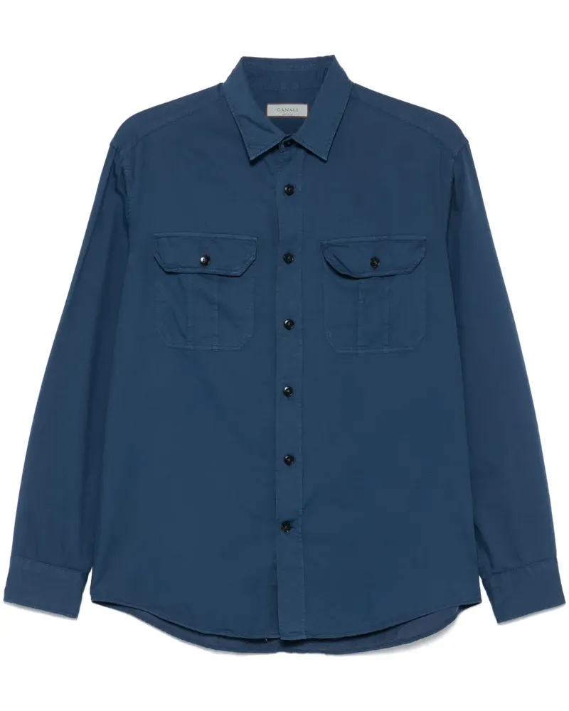 Canali Klassisches Twill-Hemd - Blau Blau