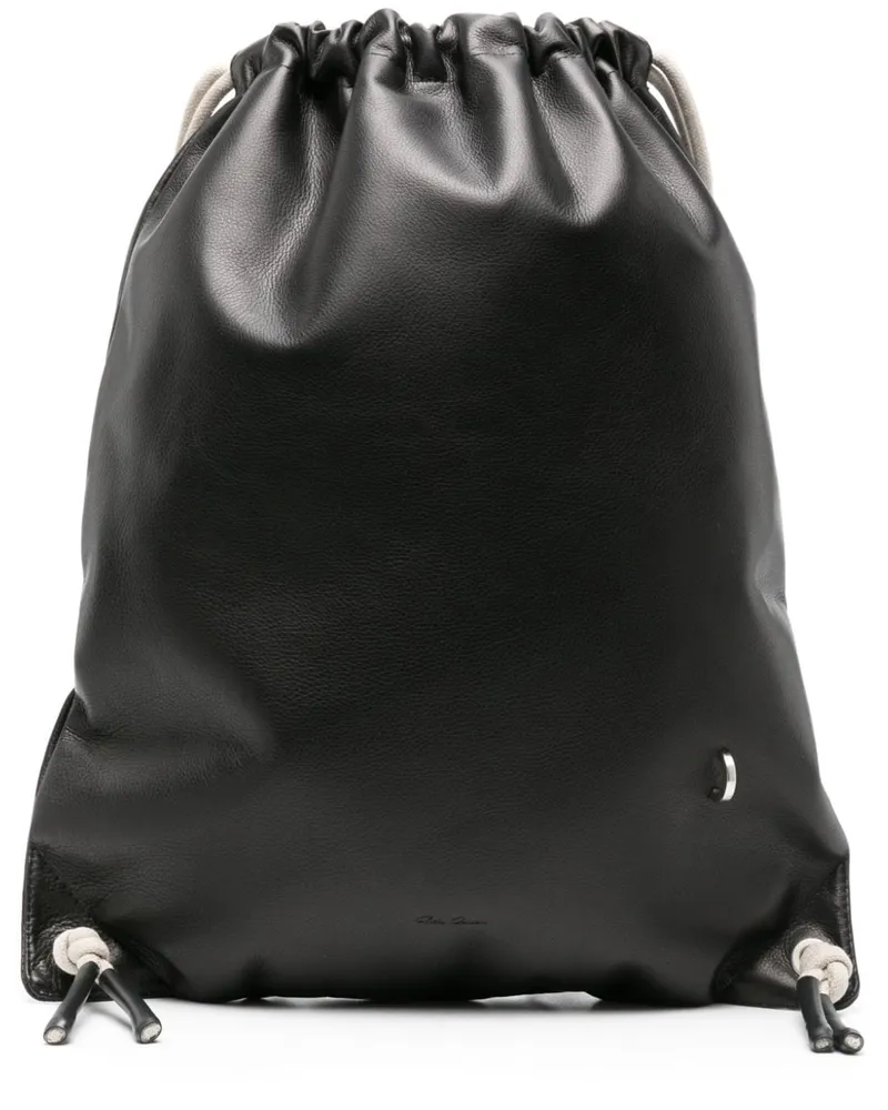 Rick Owens Rucksack aus Leder mit Kordelzug Schwarz