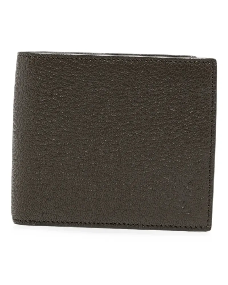 Saint Laurent grain-de-poudre bi-fold wallet - Braun Braun