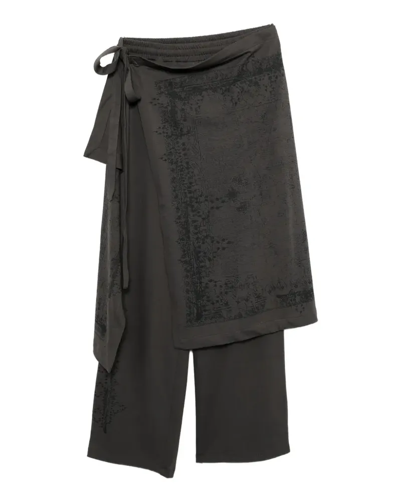 Hyein Seo wrap-panel distressed-print trousers - Grau Grau