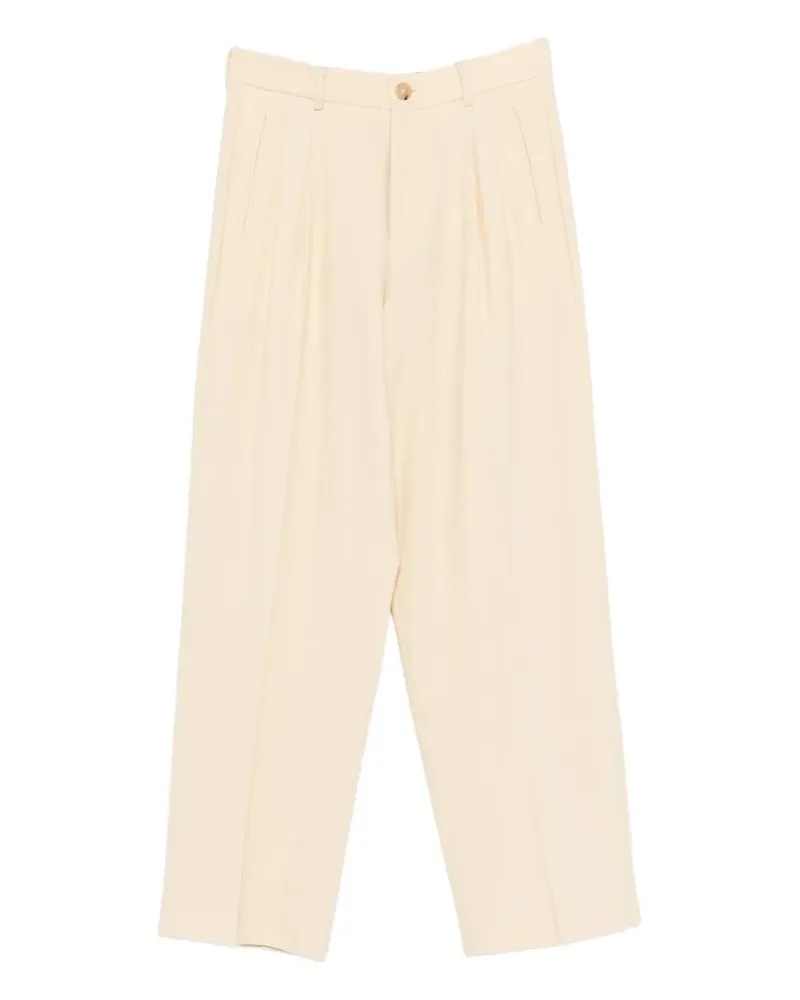 SOLOTRE pleat-detail trousers - Gelb Gelb