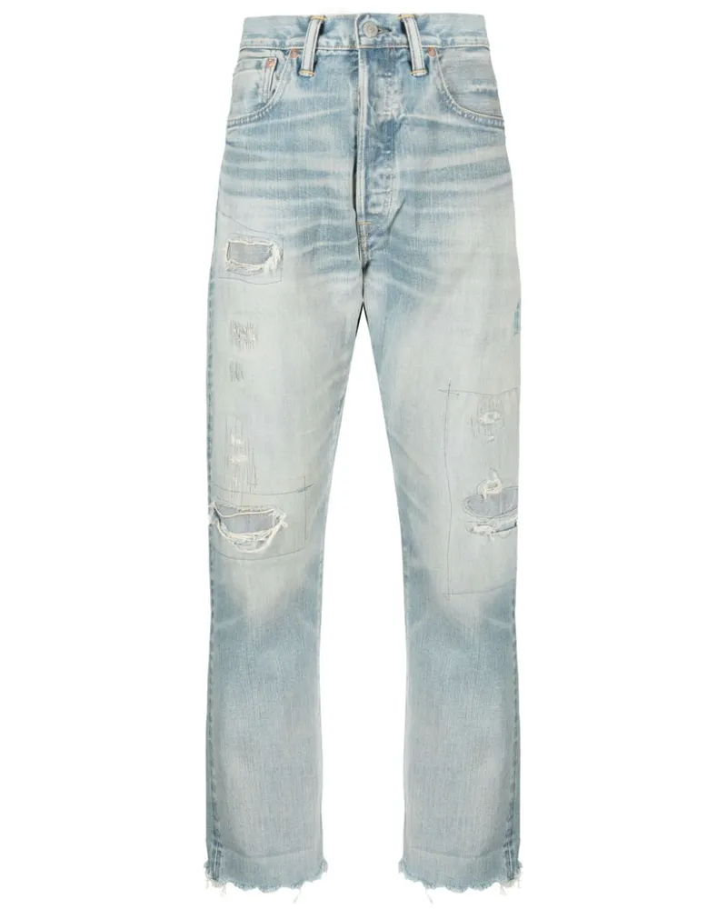 Ralph Lauren Boyfriend-Jeans im Distressed-Look Blau