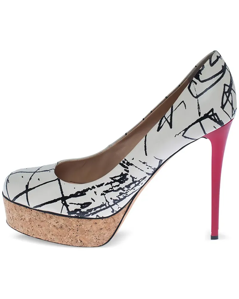 Giuseppe Zanotti Pumps mit abstraktem Print 120mm - Weiß Weiß