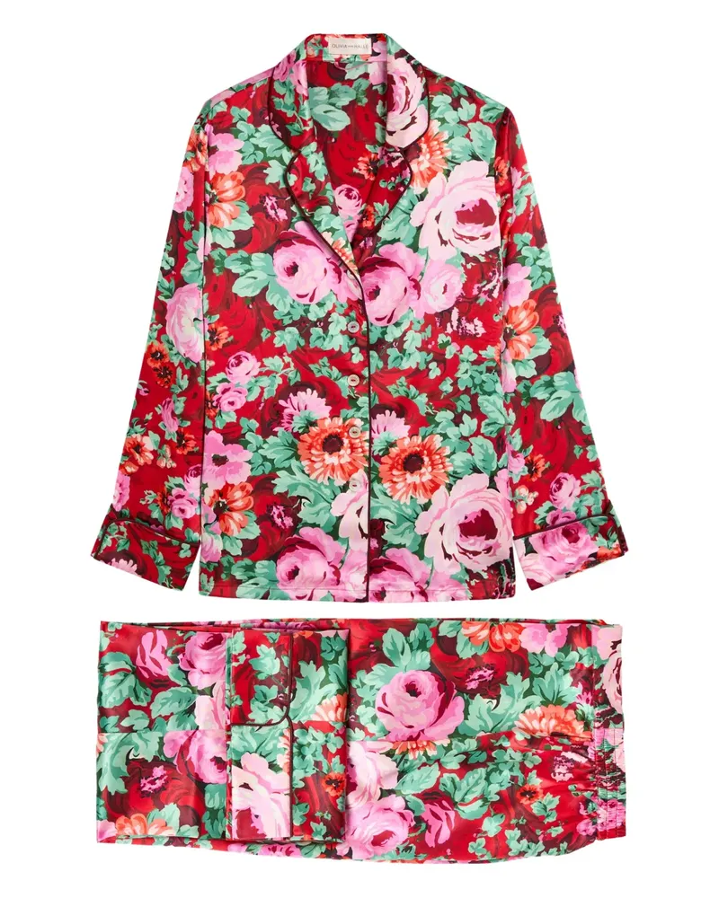 Olivia von Halle floral print pyjama set - Rot Rot