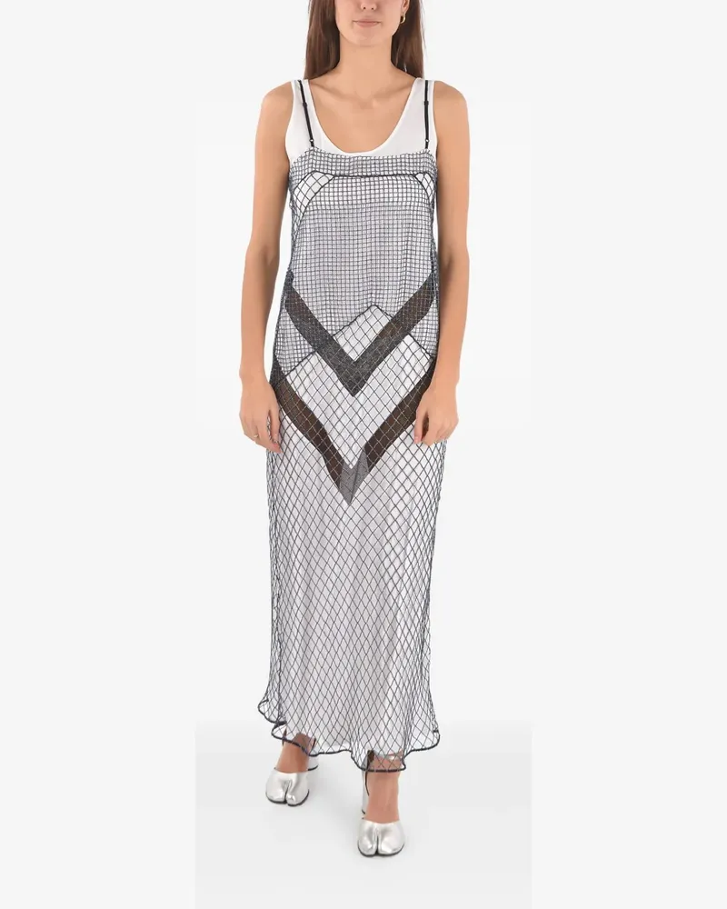 Maison Margiela Mesh-Maxikleid mit Zickzackmuster - Weiß Weiß