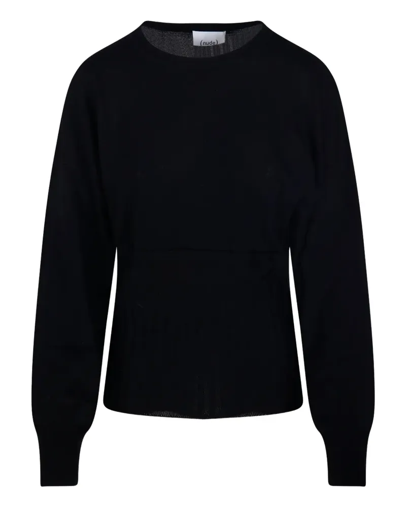 NUDE Pullover mit gerippten Einsätzen - Schwarz Schwarz