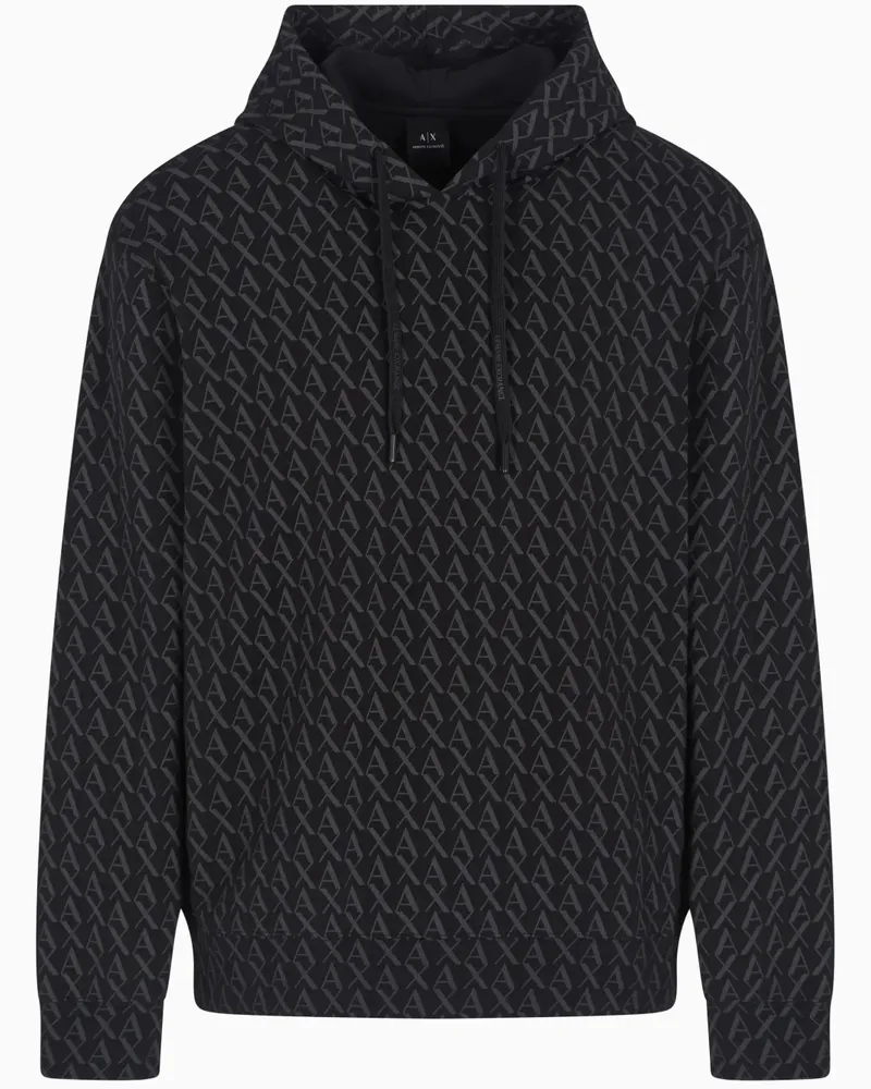 Armani Exchange Hoodie aus Frottee - Schwarz Schwarz