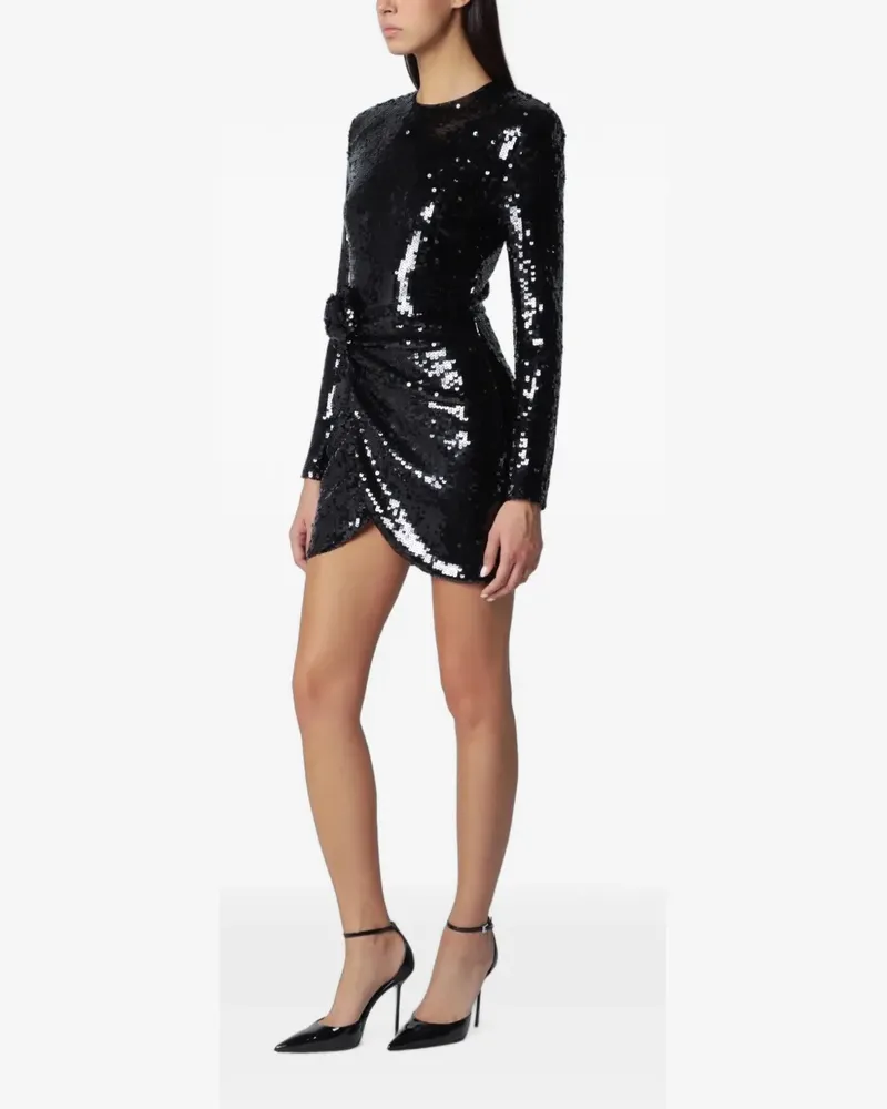ROTATE Birger Christensen LS Minikleid mit Pailletten - Schwarz Schwarz