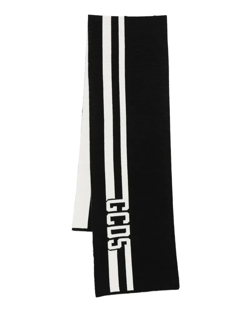 GCDS striped cotton scarf - Schwarz Schwarz