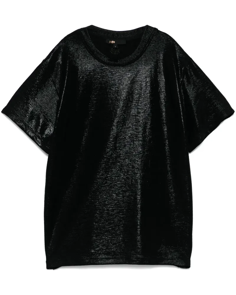 Maje T-Shirt aus Lamé - Schwarz Schwarz