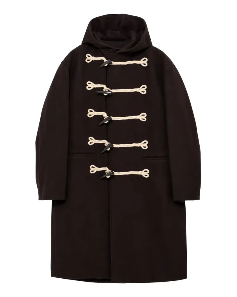 Yohji Yamamoto toggle-fastening hooded coat - Braun Braun