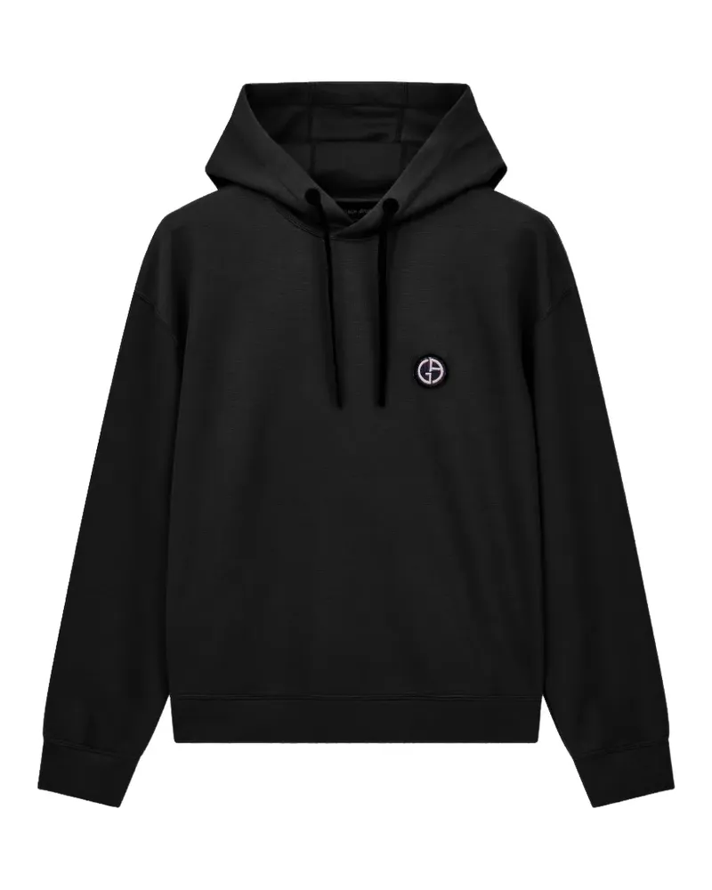 Giorgio Armani logo-patch drawstring hoodie - Schwarz Schwarz