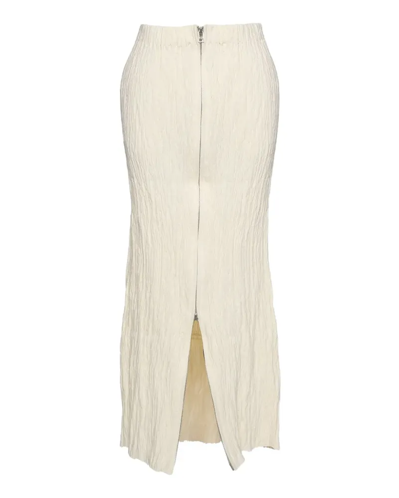 Muller of Yoshiokubo zip-front textured-finish maxi skirt - Nude Nude